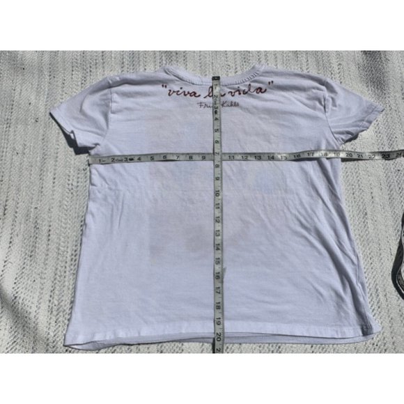 Frida Kahls Shirt Medium White Face  Floral Graphic Spell out Short Sleeve Women - Picture 6 of 8